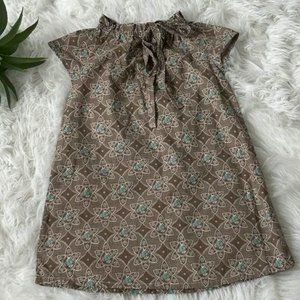 LITTLE BEAN GIRLS BOUTIQUE HANNAH BOW DRESS BROWN BLUE SIZE 4